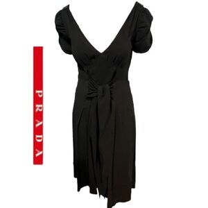 PRADA Black V Midi Dress size 6